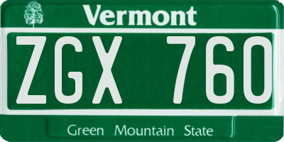 VT license plate ZGX760