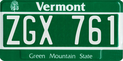 VT license plate ZGX761