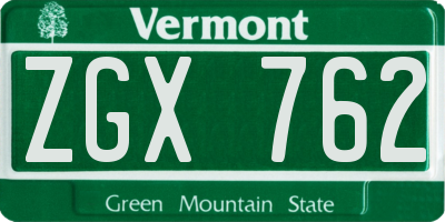 VT license plate ZGX762