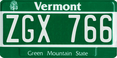 VT license plate ZGX766