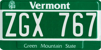 VT license plate ZGX767