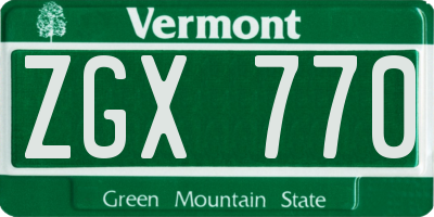 VT license plate ZGX770