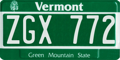 VT license plate ZGX772