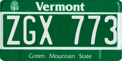 VT license plate ZGX773