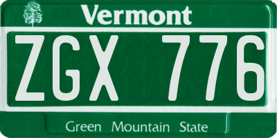 VT license plate ZGX776