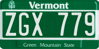 VT license plate ZGX779