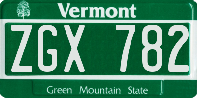 VT license plate ZGX782