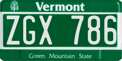 VT license plate ZGX786