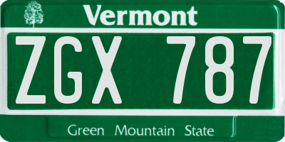 VT license plate ZGX787