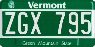 VT license plate ZGX795