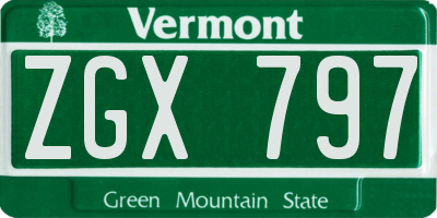 VT license plate ZGX797
