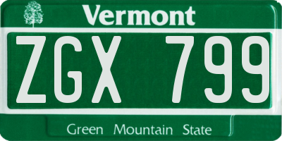 VT license plate ZGX799