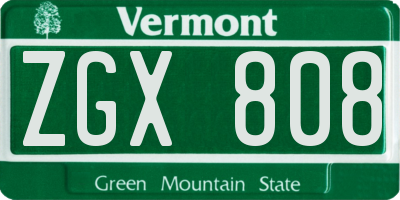 VT license plate ZGX808