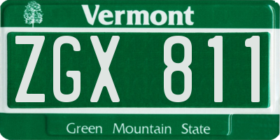 VT license plate ZGX811
