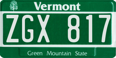 VT license plate ZGX817