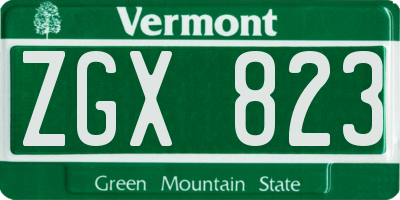 VT license plate ZGX823