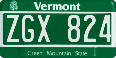 VT license plate ZGX824