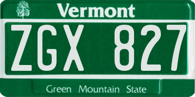 VT license plate ZGX827