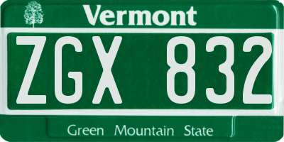 VT license plate ZGX832