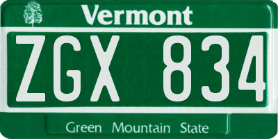 VT license plate ZGX834