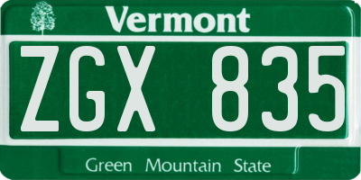 VT license plate ZGX835
