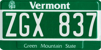 VT license plate ZGX837
