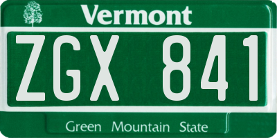 VT license plate ZGX841