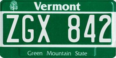 VT license plate ZGX842