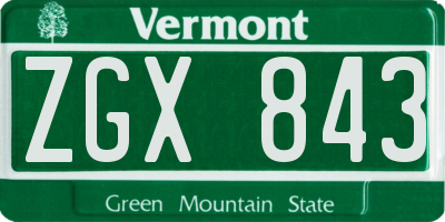 VT license plate ZGX843