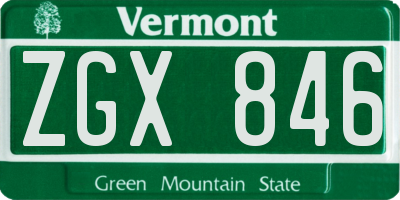 VT license plate ZGX846