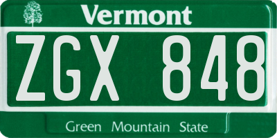 VT license plate ZGX848
