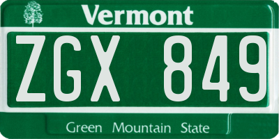VT license plate ZGX849