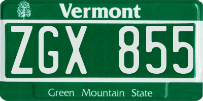 VT license plate ZGX855