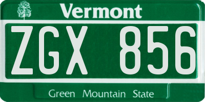 VT license plate ZGX856