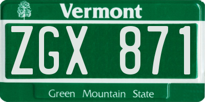 VT license plate ZGX871