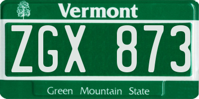 VT license plate ZGX873