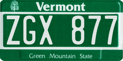VT license plate ZGX877