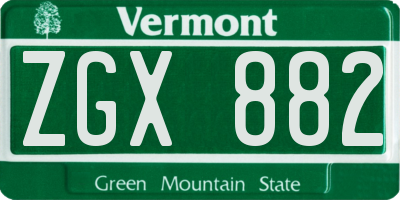 VT license plate ZGX882