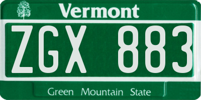 VT license plate ZGX883