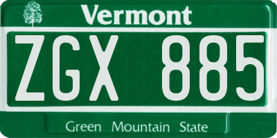 VT license plate ZGX885