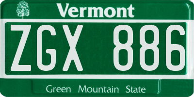 VT license plate ZGX886