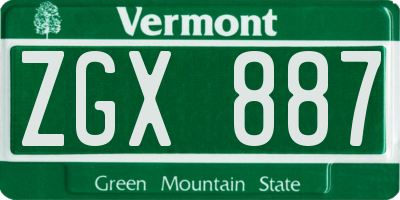 VT license plate ZGX887