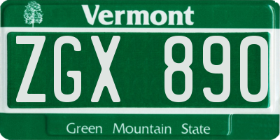 VT license plate ZGX890