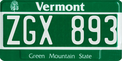 VT license plate ZGX893