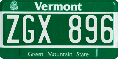 VT license plate ZGX896
