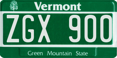 VT license plate ZGX900