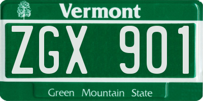 VT license plate ZGX901