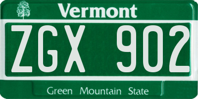 VT license plate ZGX902