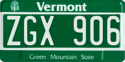 VT license plate ZGX906