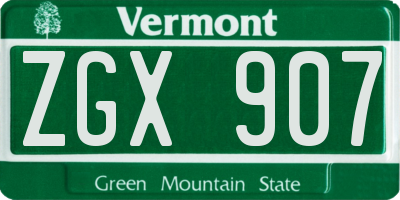 VT license plate ZGX907